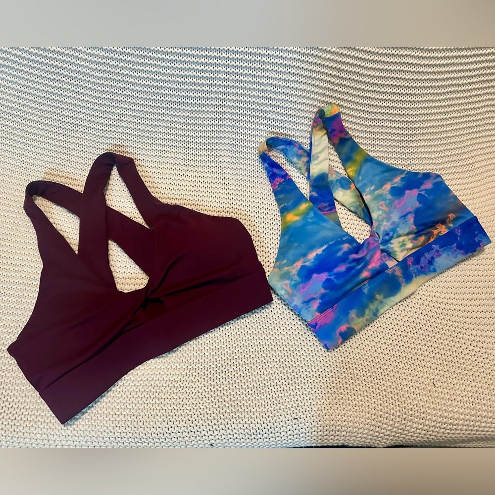 Fabletics Sports Bras in Burgundy and Multicolor